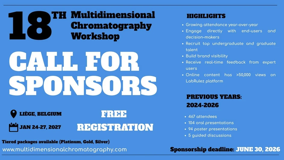 18th Multidimensional Chromatography Workshop (MDCW): Call for Sponsors