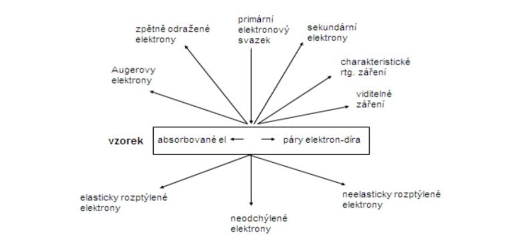 2 THETA: Signály vznikající při interakce fokusovaného elektronového svazku se vzorkem.