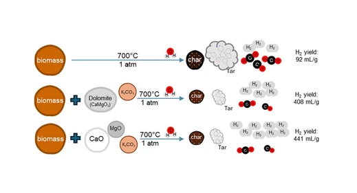 Hydrogen Production from Biomass Gasification Using Dolomite and Mechanical Mixtures of CaO–MgO–K2CO3