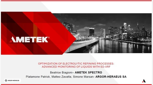 Optimization of Electrolytic Refining Processes: Advanced Monitoring of Liquids with ED-XRF