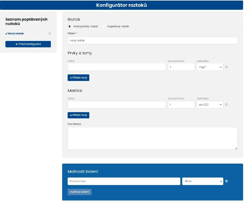 ANALYTIKA: Konfigurátor roztoků - úvod
