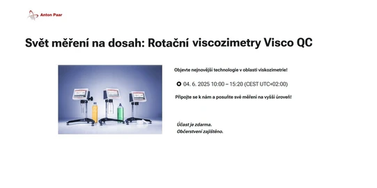 Svět měření na dosah: Rotační viskozimetry Visco QC (Pozvánka)