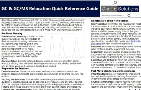 GC & GC/MS Relocation Quick Reference Guide