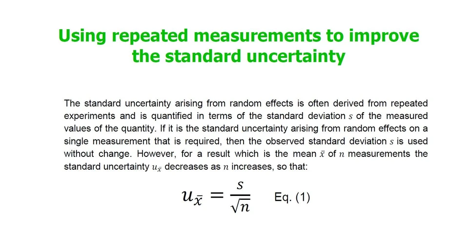 <p>Eurachem: Using repeated measurements to improve the standard uncertainty</p>
