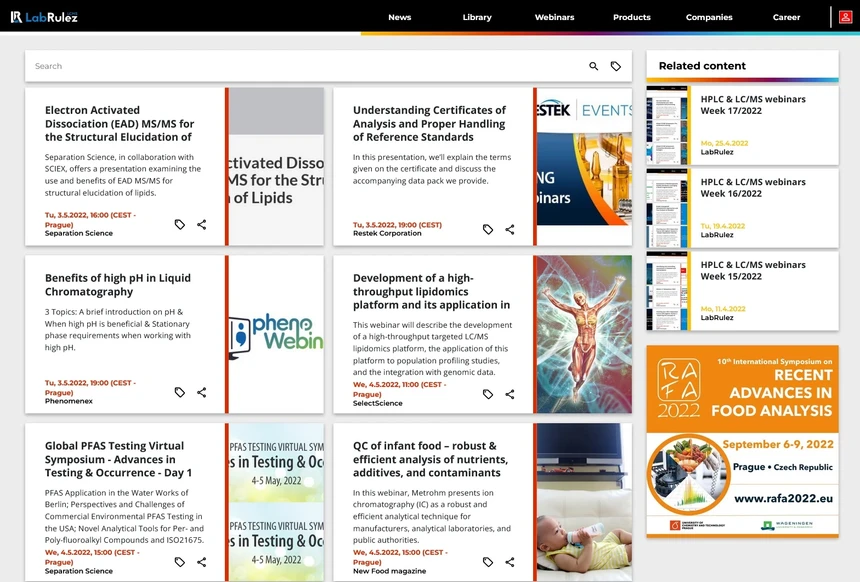 <p>LabRulez: HPLC &amp; LC/MS webinars Week 18/2022</p>
