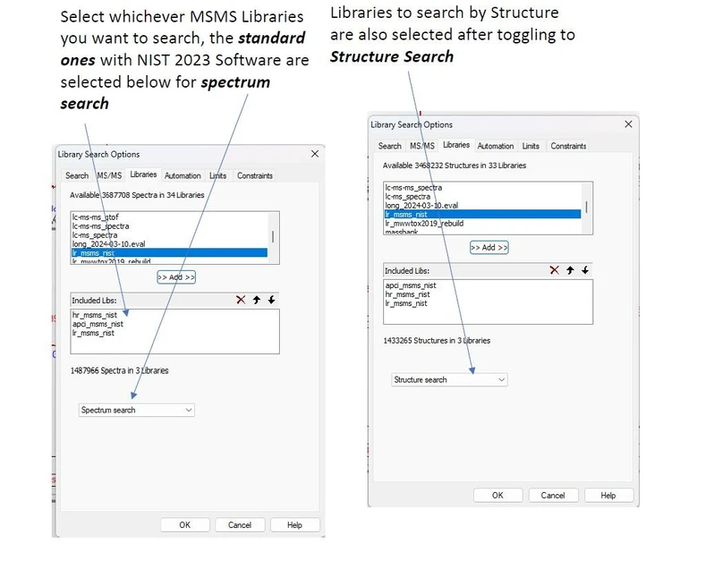 James Little: Select the appropriate MSMS libraries