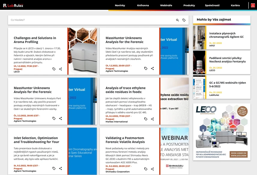 <p>LabRulez: GC a GC/MS webináře týden 5-6/2022</p>
