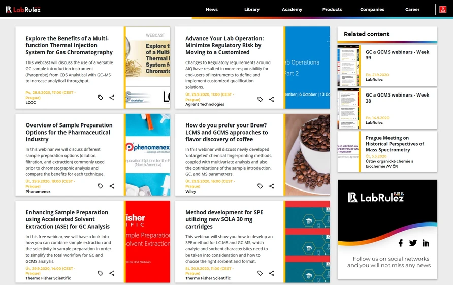 <p>LabRulez: GC and GCMS webinars - Week 40</p>