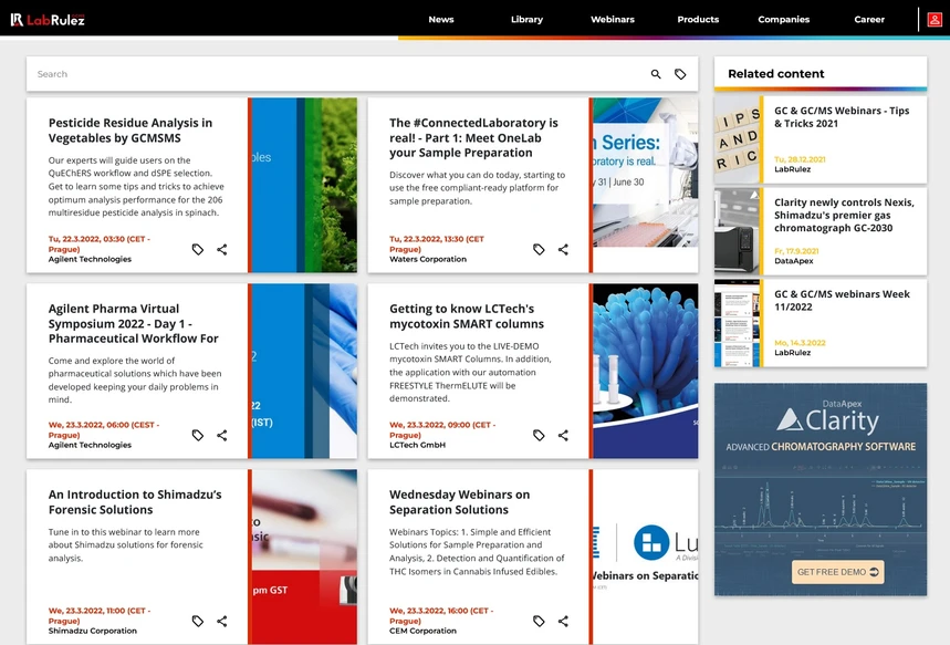 <p>LabRulez: GC &amp; GC/MS webinars Week 12/2022</p>
