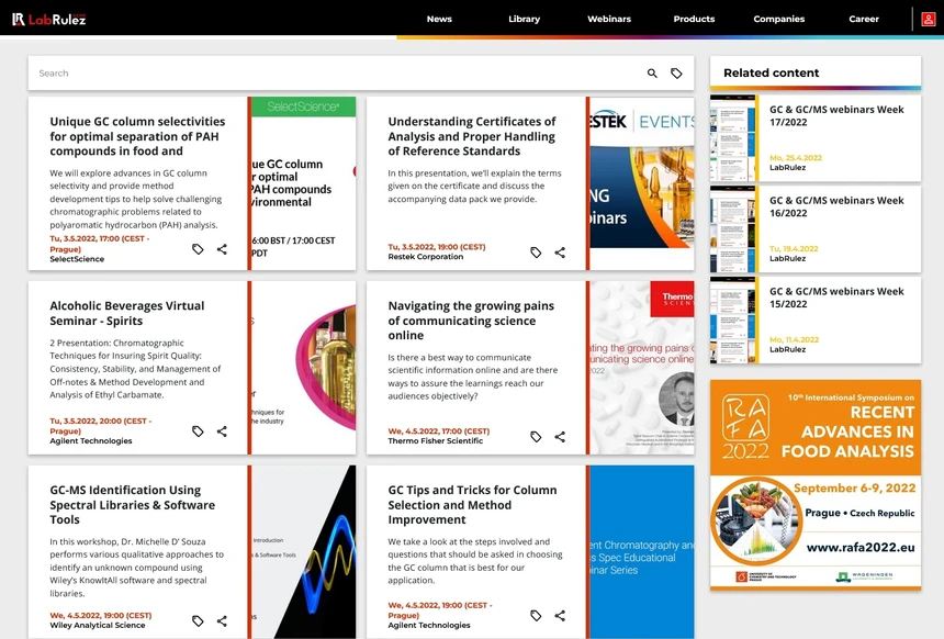 <p>LabRulez: GC & GC/MS webinars Week 18/2022</p>