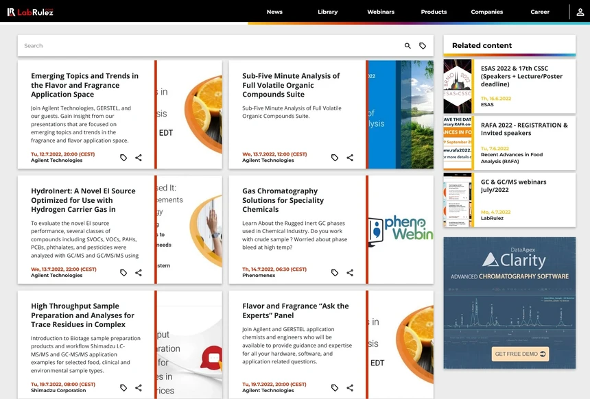 <p>LabRulez: GC &amp; GC/MS webinars Week 28-29/2022</p>
