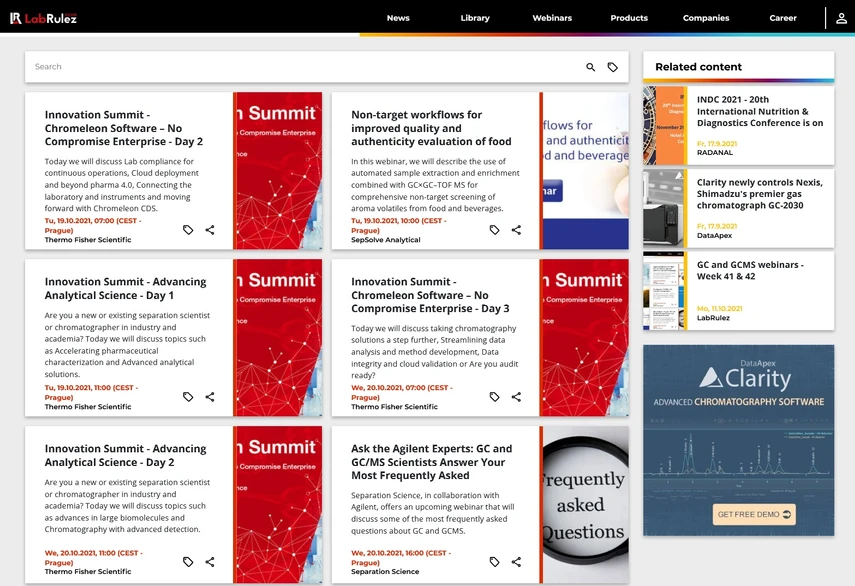 <p>LabRulez: GC and GCMS webinars - Week 42</p>
