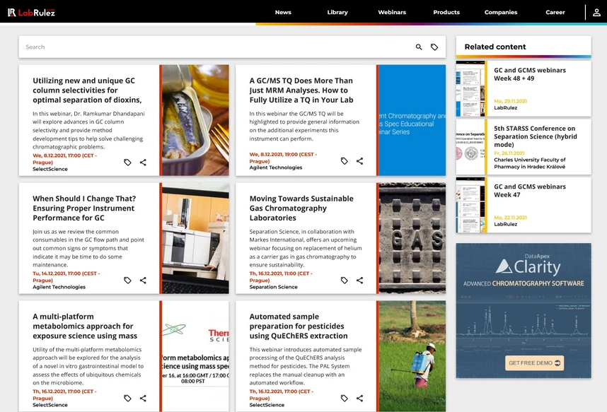 <p>LabRulez: GC and GCMS webinars Week 49 + 50</p>
