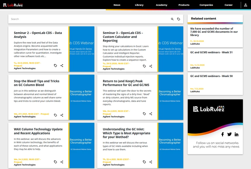 <p>LabRulez: GC and GCMS webinars - Week 52</p>