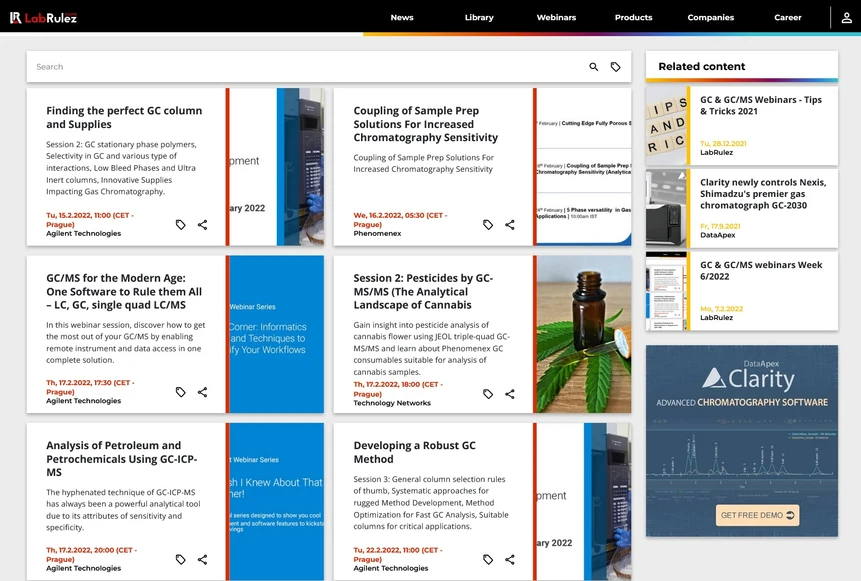 <p>LabRulez: GC &amp; GC/MS webinars Week 7/2022</p>
