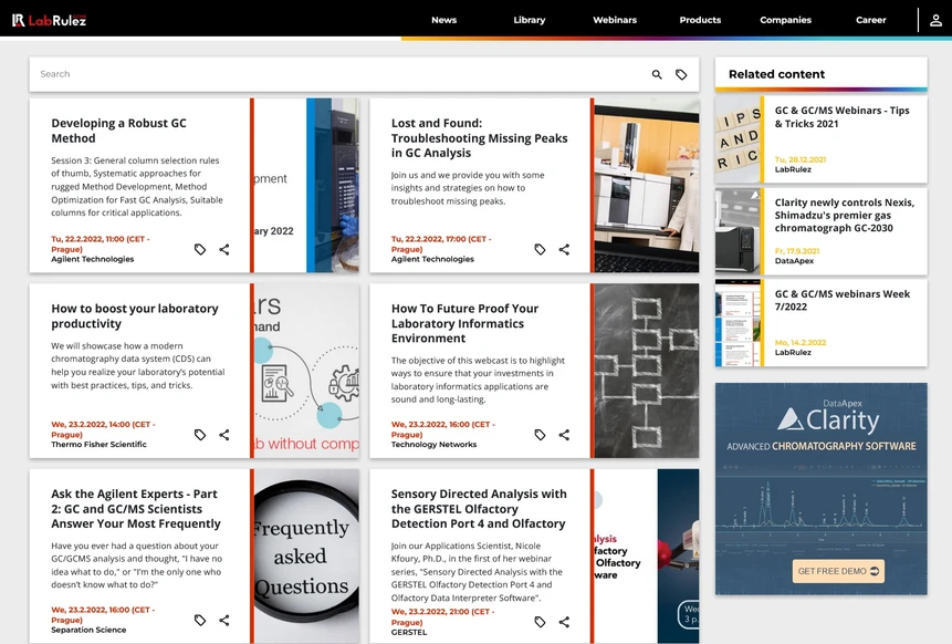 <p>LabRulez: GC &amp; GC/MS webinars Week 8/2022</p>
