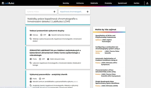 Práce v oblasti LC/MS: Přehled pracovních pozic v analytické chemii v Česku a na Slovensku