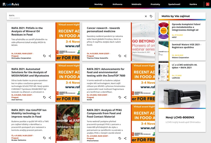 <p>LabRulez: LC a LCMS webináře RAFA 2021</p>