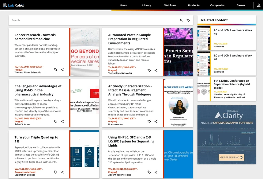 <p>LabRulez: LC and LCMS webinars Week 50</p>
