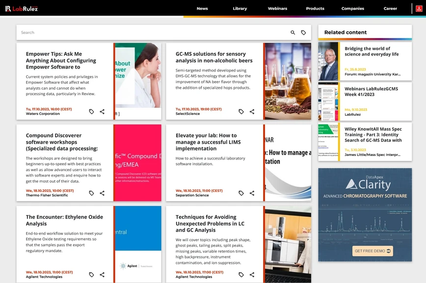 <p>LabRulez: Webinars LabRulezGCMS Week 42/2023</p>
