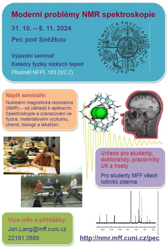 MFF UK: Moderní problémy NMR spektroskopie 2024 - pozvánka.