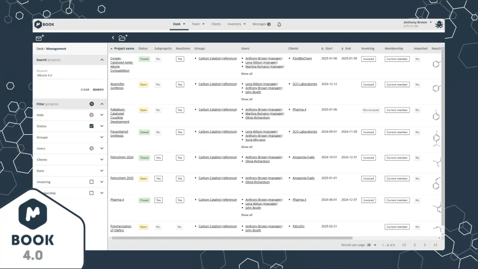 Mestrelab Research: Figure 1a. Redesigned Mbook interface