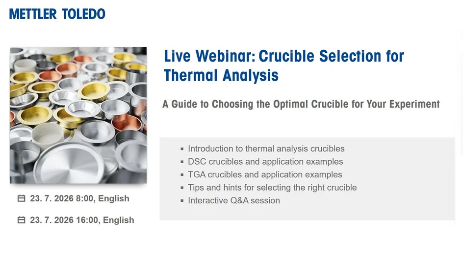 Mettler Toledo: Crucible Selection for Thermal Analysis