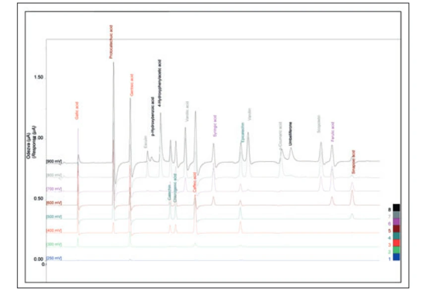 Obr. 1  Chromatogram standardů (1 mg/l), metoda I