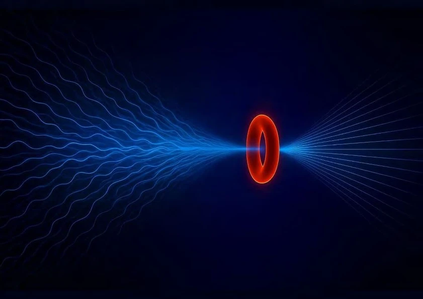 <p>Marius Constantin Chirita Mihaila: Figure1: Graphical visualization of light-based (red) aberration correction of electrons (blue).</p>