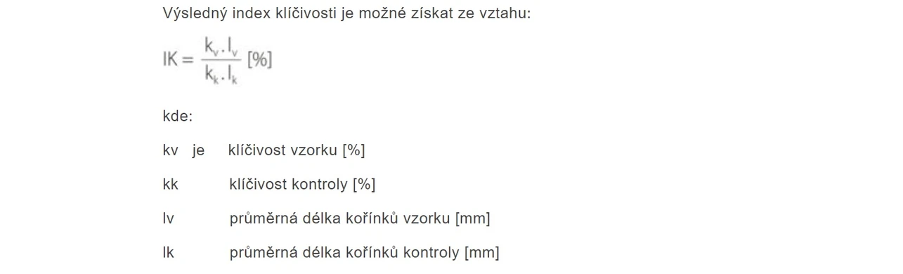 VTEI: Výsledný index klíčivosti