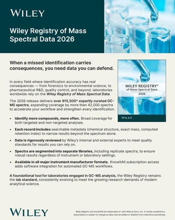 Wiley Registry of Mass Spectral Data 2026