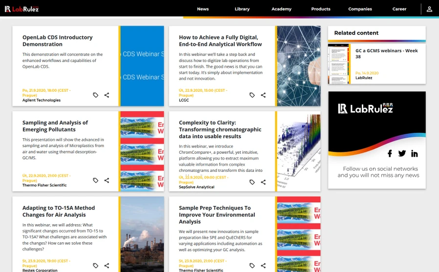 <p>LabRulez: GC a GCMS webinars - Week 39</p>

