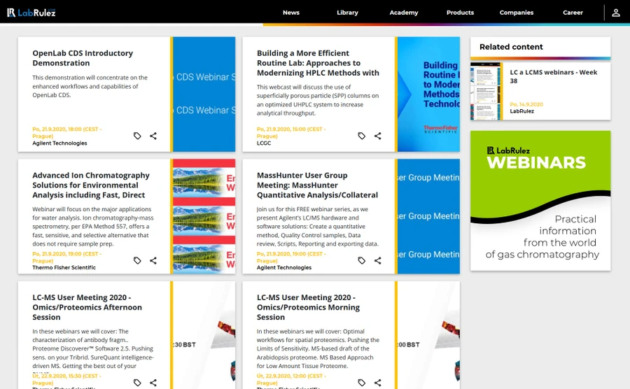 <p>LabRulez: LC a LCMS webinars - Week 39</p>
