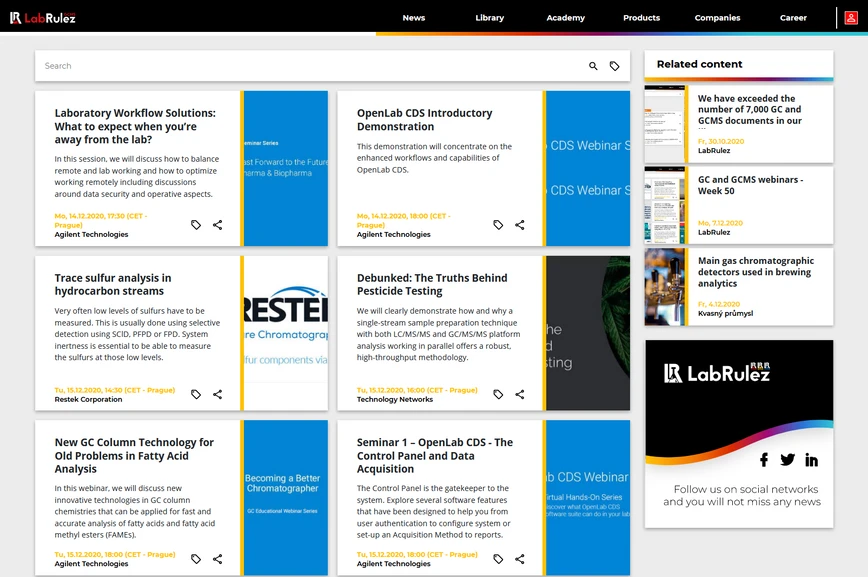 <p>LabRulez: GC and GCMS webinars - Week 51</p>
