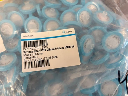 Agilent SF, PTFE, 25 mm, 0.45 µm syringe filters, 5191-5915 (New)