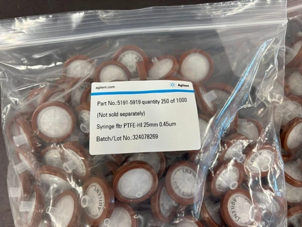 Agilent SF, PTFE-HI, 25 mm, 0,45 µm, hydrofilní stříkačkové filtry (2 x 250 ks), 5191-5919 (Nové)