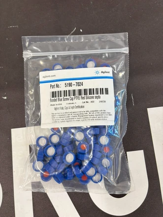 Agilent šroubovací víčko modré, PTFE/červená silikonové septum, 100/balení, 5190-7024 (Nové)