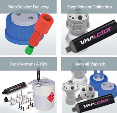 Cole-Parmer VapLock systémy pro zásobní HPLC lahve