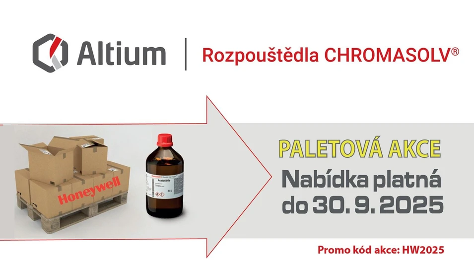 <p><strong>Altium International:</strong> Paletová akce na rozpouštědla CHROMASOLV™ od Honeywell</p>
