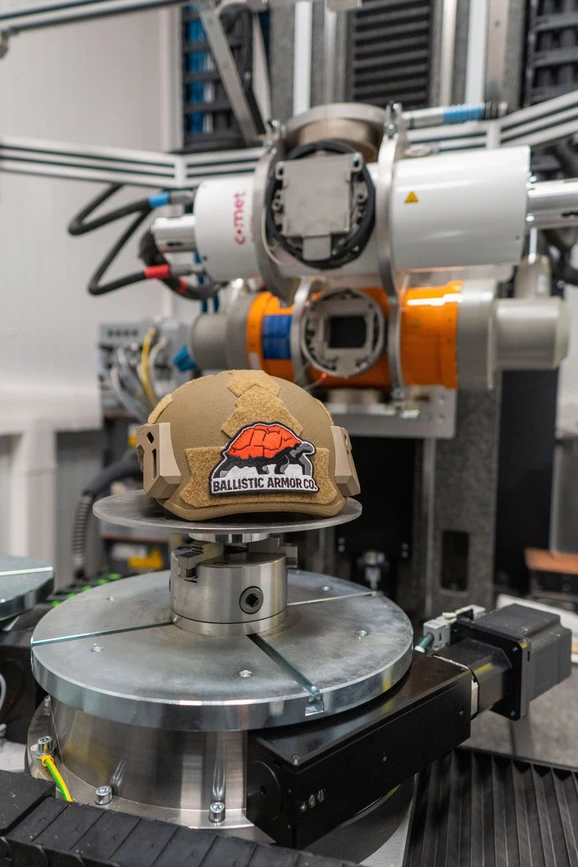 CEITEC BUT/CEITEC BUT with the permission of Ballistic Armor Co.: Professional Protective Gear Under X-Rays: CEITEC Researchers Verify the Quality of a Ballistic Helmet Without Making a Single Cut: Bastion Helmet by Ballistic Amor Co. scanned at CTLAB CEITEC.