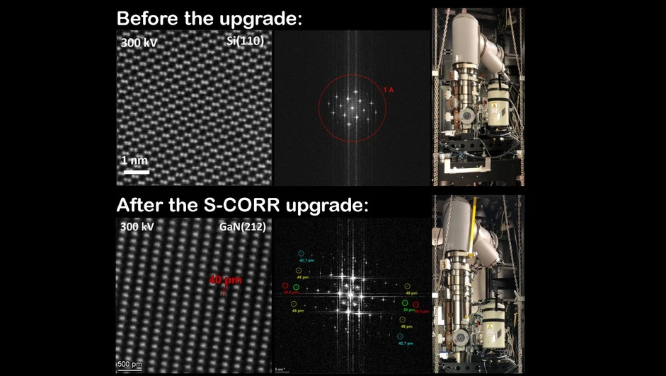 CEITEC/CEITEC BUT archive: Upgrade of TITAN transmission electron microscope ranks CEITEC among elite laboratories: Differences in resolution before and after the installation of the aberration corrector.
