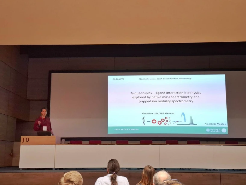 ČSHS: 13. Česká konference hmotnostní spektrometrie 2025 a 11. Neformální proteomické setkání - Den 1 (G-quadruplex – ligand interaction biophysics explored by native mass spectrometry and trapped ion mobility spectrometry, Aleksandr Melikov)