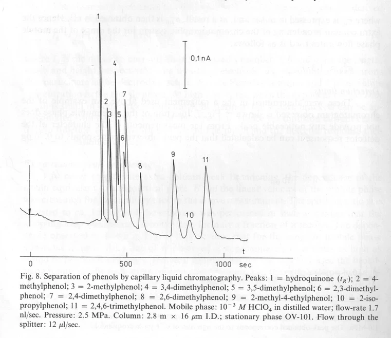 ČSHS: Obr. 5b - Chromatogram kapilární kapalinové chromatografie, ref. (7).
