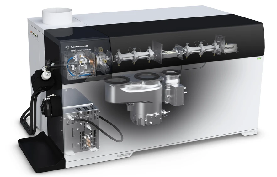 Altium: Schématické zobrazení tandemového hmotnostního spektrometru s indukčně vázaným plazmatem Agilent ICP-QQQ 8900