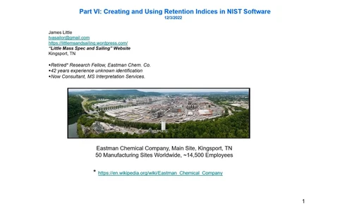 Effective Use of EI Mass Spectral Databases in Unknown Identifications - Part VI: Creating and Using Retention Indices in NIST Software