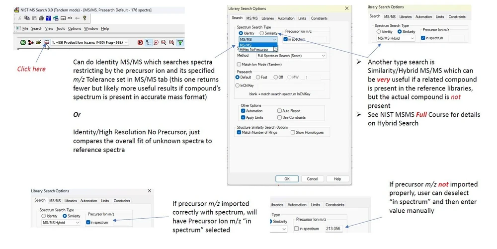 James Little: Library Search Options for NIST MS Search 3.0 (Tandem Mode)