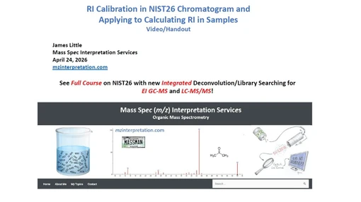 RI Calibration in NIST26 Chromatogram and Applying to Calculating RI in Samples