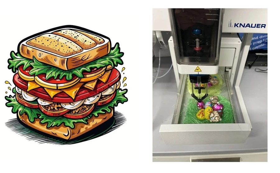 KNAUER: Fig. 3: Left: example of sandwich configuration, right: aspiration from a chocolate-based sample container