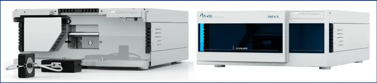 KNAUER: Figure 5: KNAUER diode array UV/VIS detectors. From left to right: AZURA® DAD 2.1L, AZURA® DAD 6.1L.