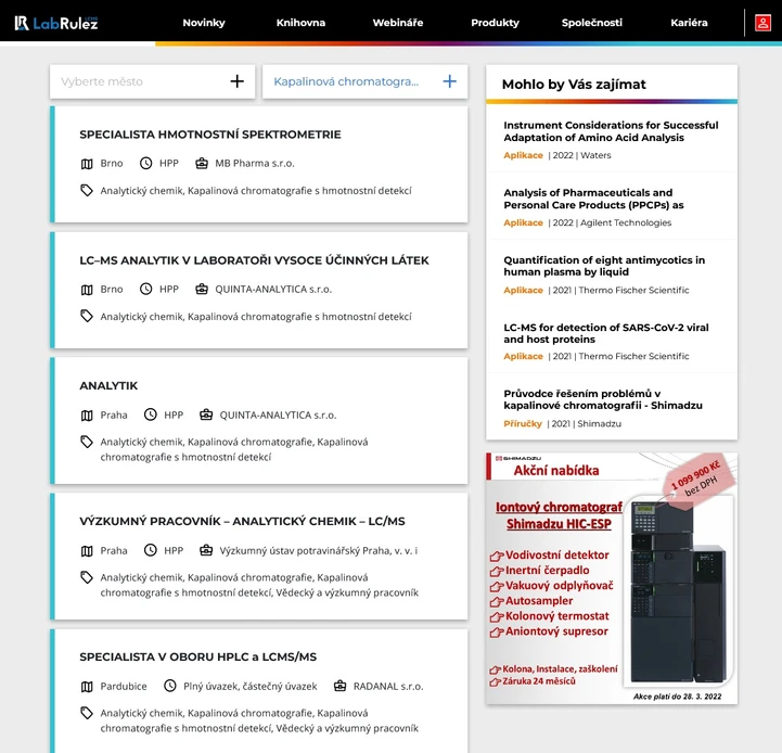 <p>LabRulez: Kariéra - analytická chemie - leden 2022 HPLC & LCMS</p>